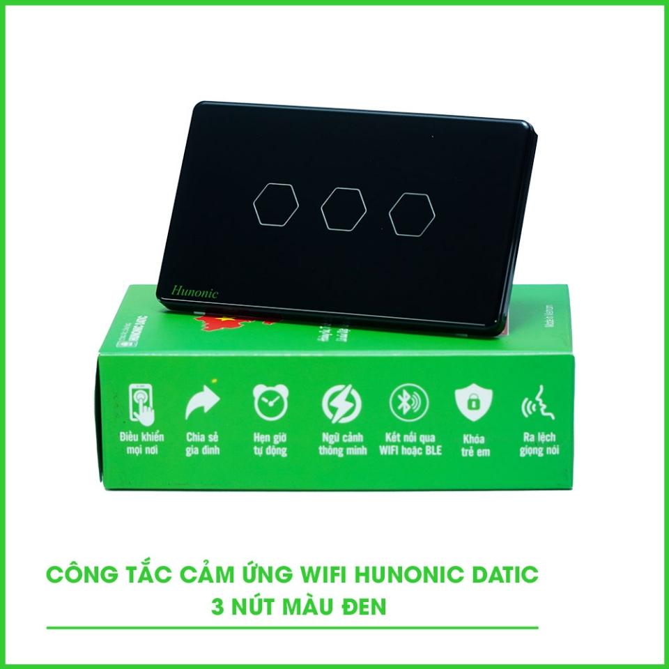 Công tắc Hunonic Datic Wifi 3 nút màu đen-duoc-ban-tai-HUNONIC HCM