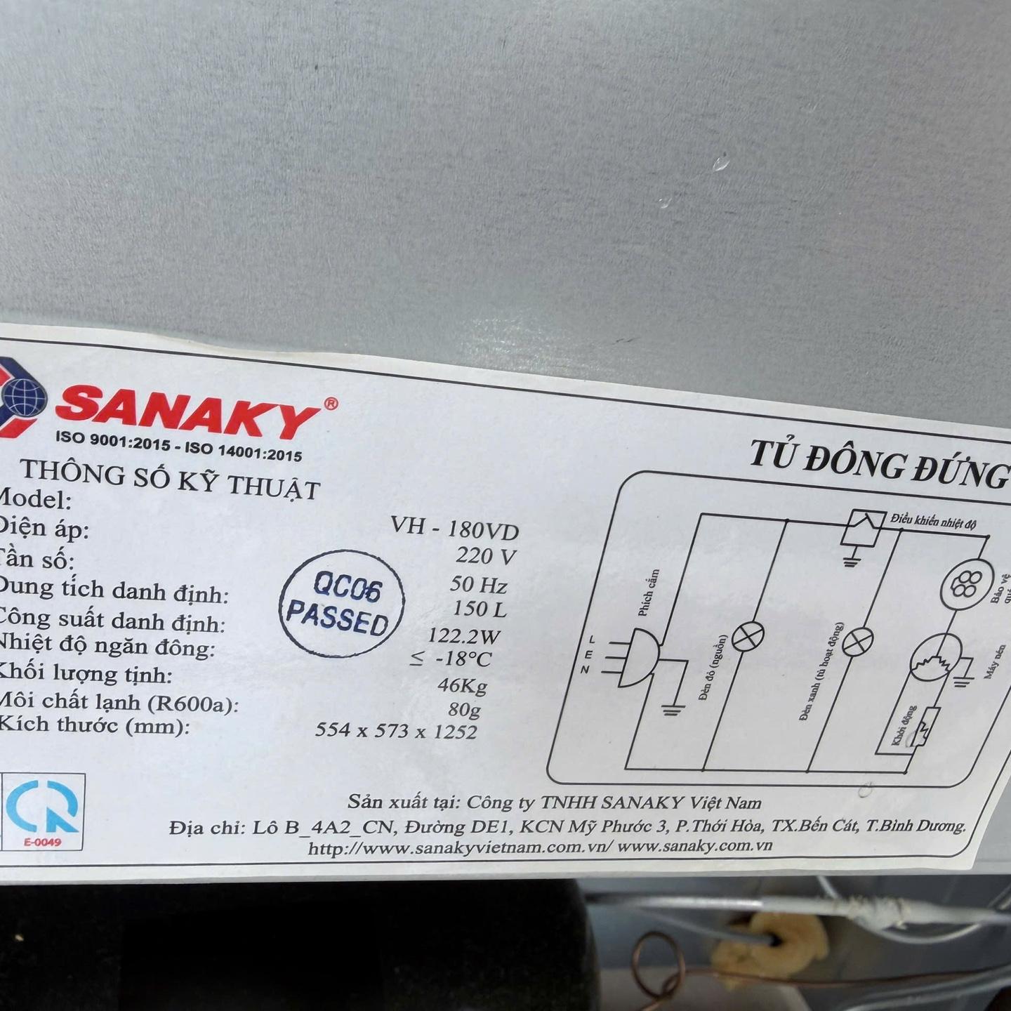 Tủ đông dạng đứng Sanaky 180 lit qsd-duoc-ban-tai-Điện Máy Thiên Gia Hân