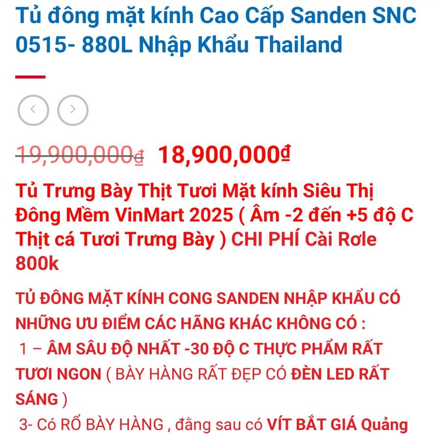 Tủ đông kính Sanden SNC 0515 ( 880/520L lướt 95%)-duoc-ban-tai-Điện Máy Thiên Gia Hân