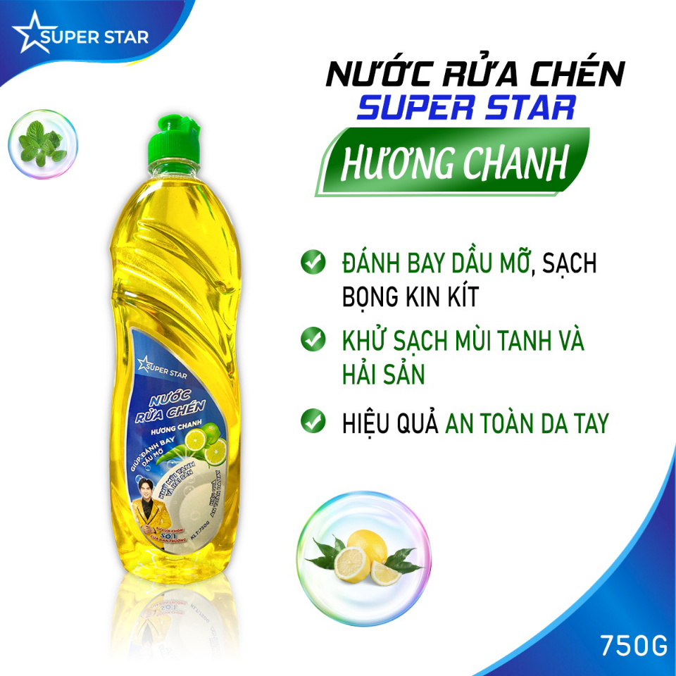 NƯỚC RỬA CHÉN HƯƠNG CHANH 750G - SUPER STAR-duoc-ban-tai-Global Vien