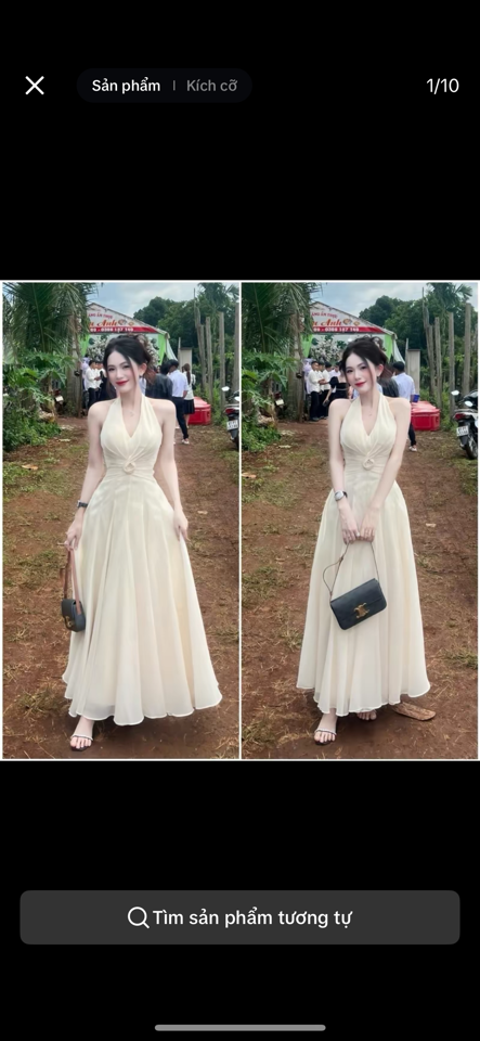 Váy trắng kem dài đính hoa-duoc-ban-tai-NhưNhư-Cho Thuê Đồ Áo