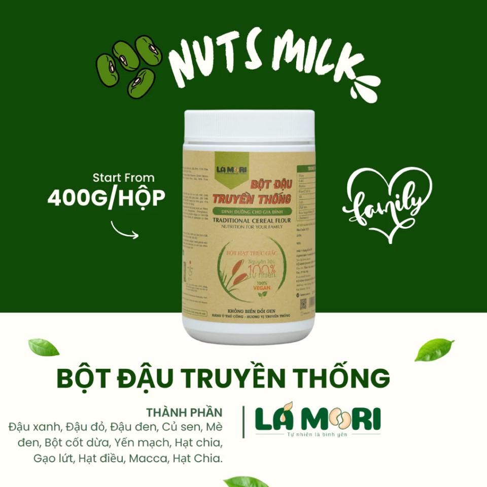 Bột đậu truyền thống Lá Mori có đường Hộp 400g-duoc-ban-tai-Tin Tin coffee - Mạch Đông