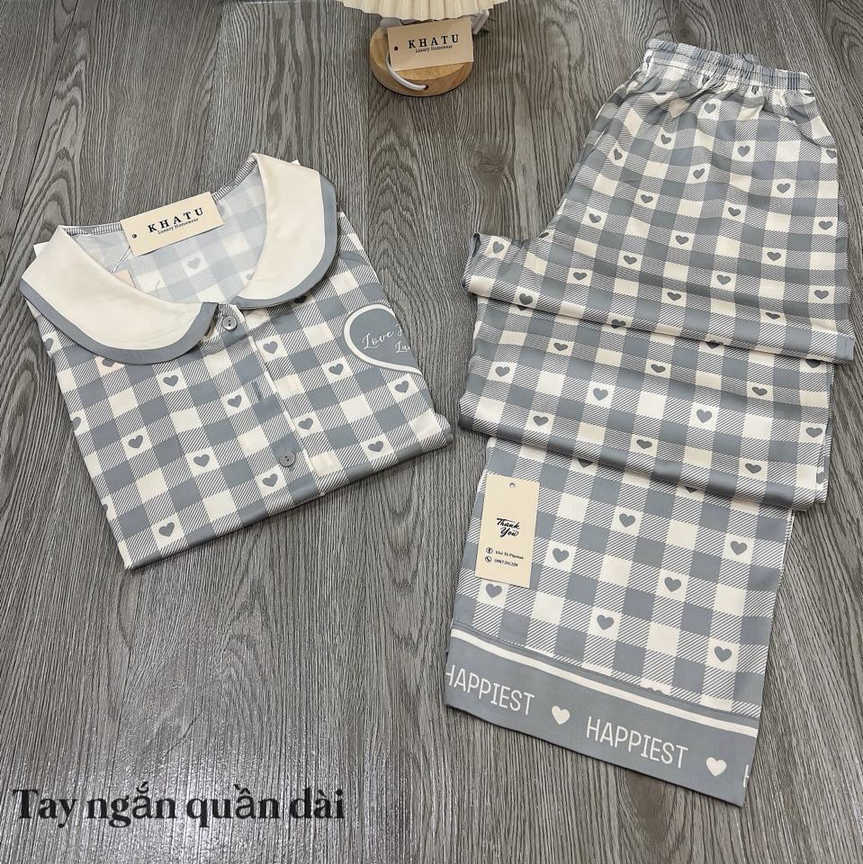 Cộc CC caro cổ sen-duoc-ban-tai-Khả Tú Pijamas