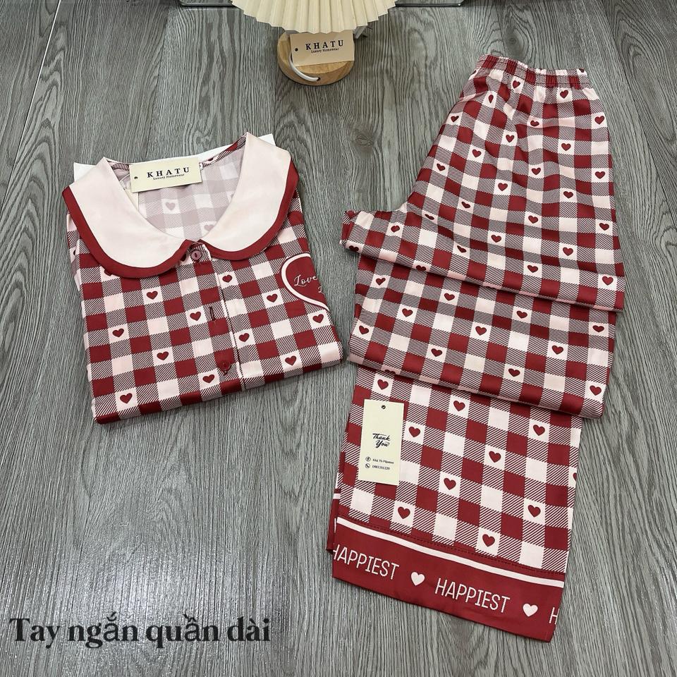 Cộc CC caro cổ sen-duoc-ban-tai-Khả Tú Pijamas