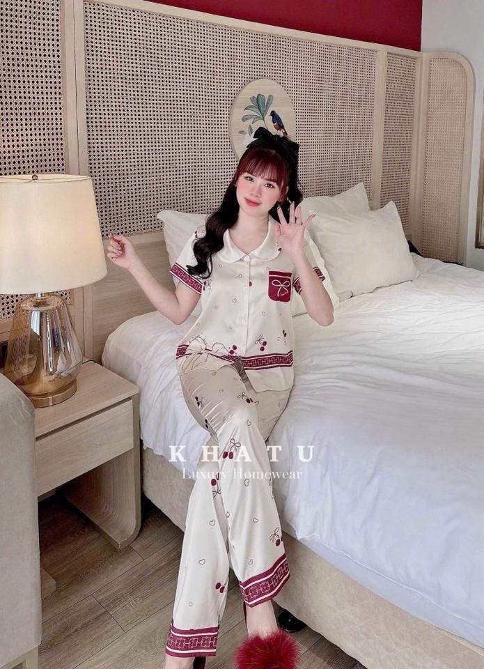 Cộc KT cherry cổ sen-duoc-ban-tai-Khả Tú Pijamas