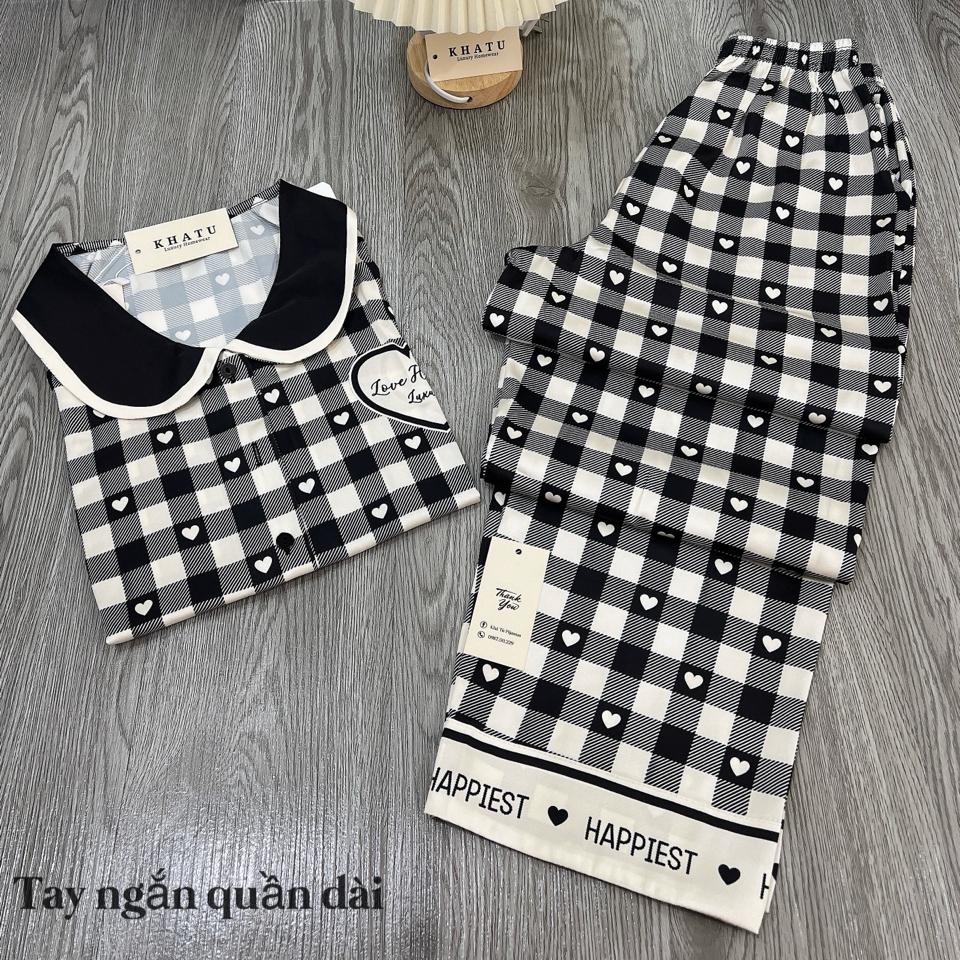 Cộc CC caro cổ sen-duoc-ban-tai-Khả Tú Pijamas