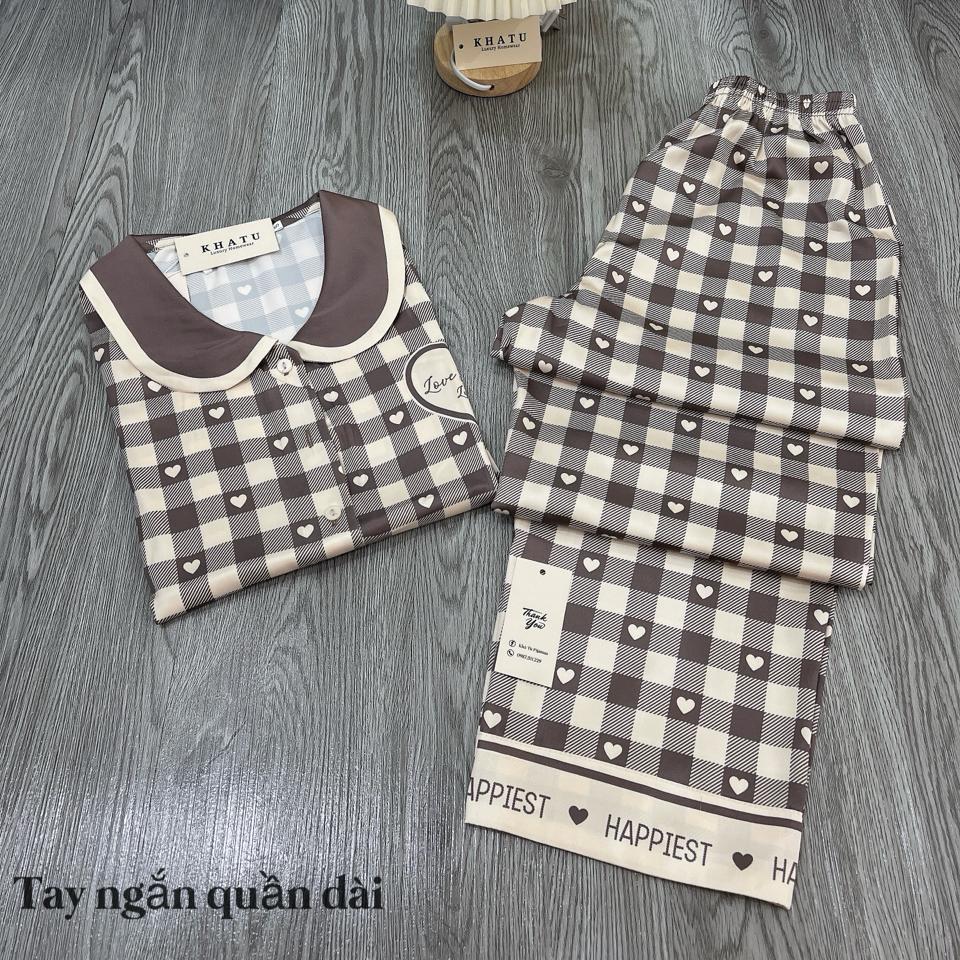 Cộc CC caro cổ sen-duoc-ban-tai-Khả Tú Pijamas