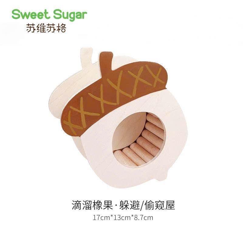Nhà Gỗ Trú Ẩn Quả Sồi Nâu Decor Lồng Hãng Sweet Sugar 17cm-duoc-ban-tai-Nhian Pet Shop