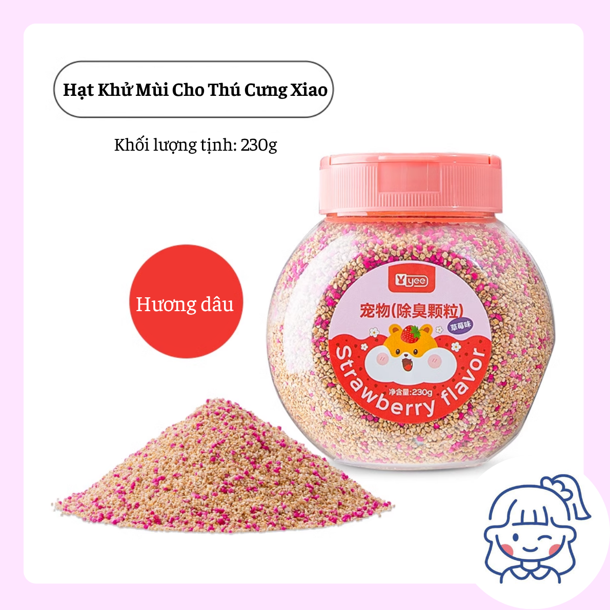 Hạt Khử Mùi Vệ Sinh Lồng Mùi Dâu Yee 230g-duoc-ban-tai-Nhian Pet Shop