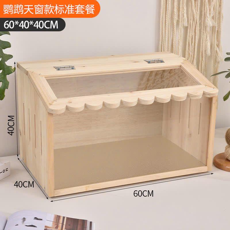 Lồng Gỗ Mica 60x40x40-duoc-ban-tai-Nhian Pet Shop