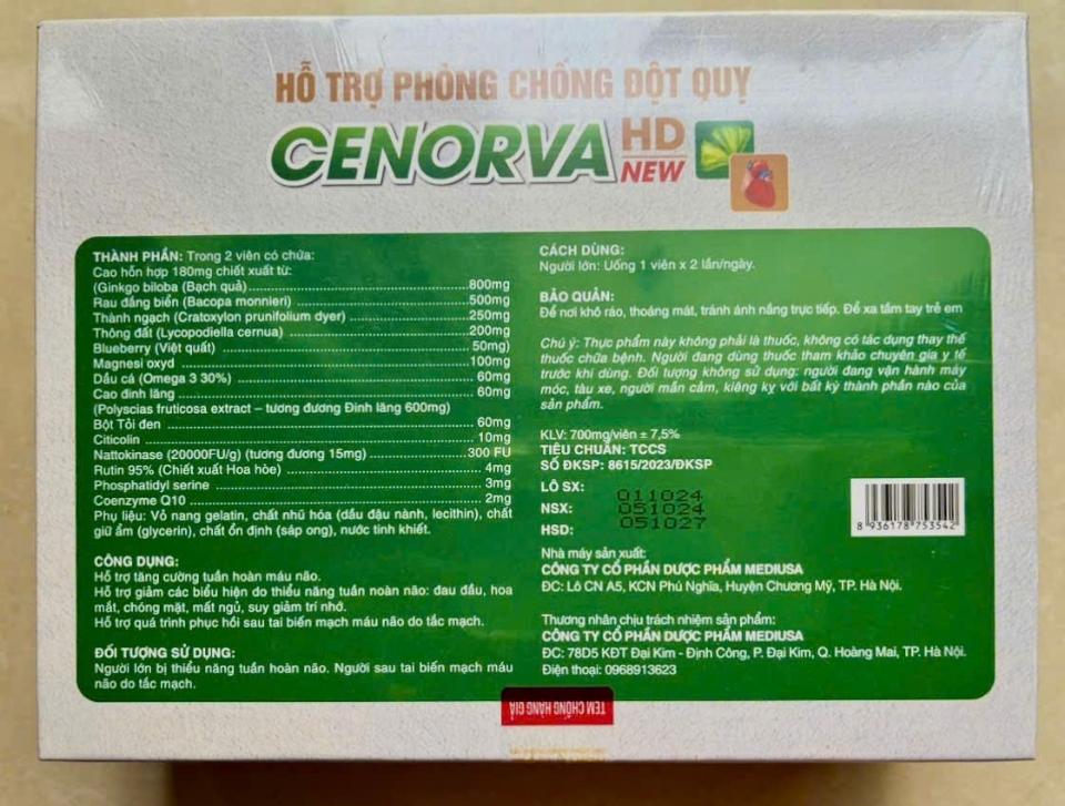 Cenorva HD New 2 lọ 30 v Hàm lượng cao, mẫu hộp cứng, độc quyền-duoc-ban-tai-Usht pharma