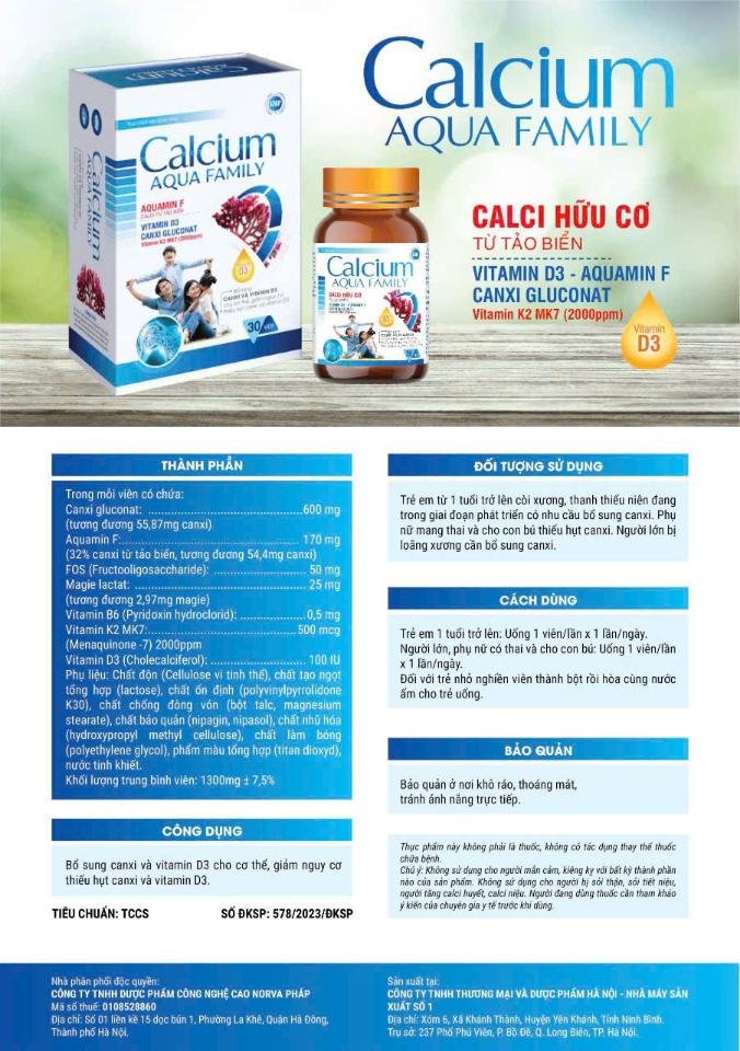 Calcium Aqua Family, Tảo biển đỏ Lọ 30 v -duoc-ban-tai-Usht pharma