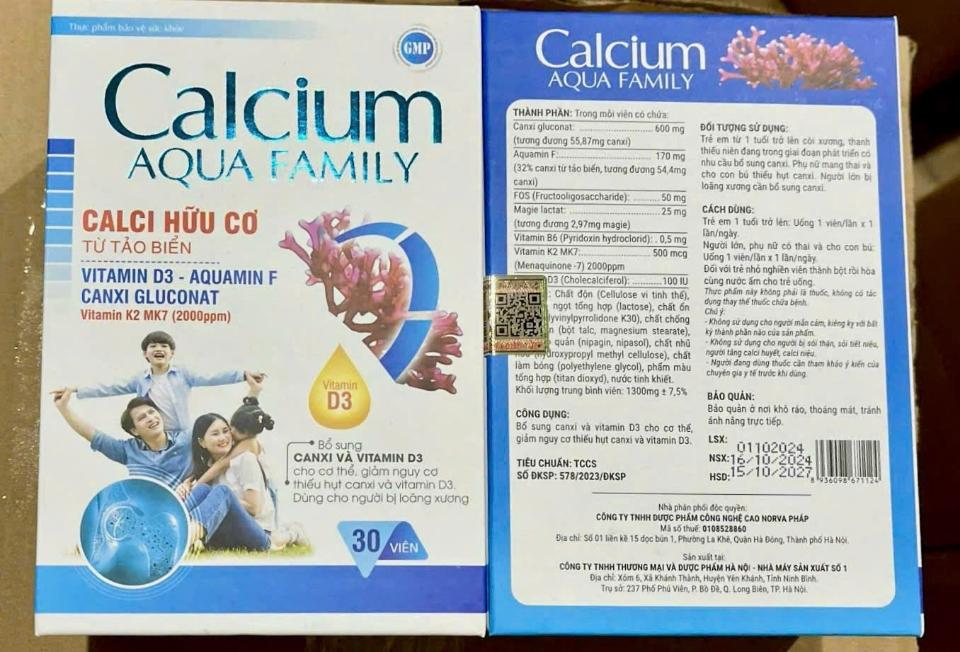 Calcium Aqua Family, Tảo biển đỏ Lọ 30 v -duoc-ban-tai-Usht pharma