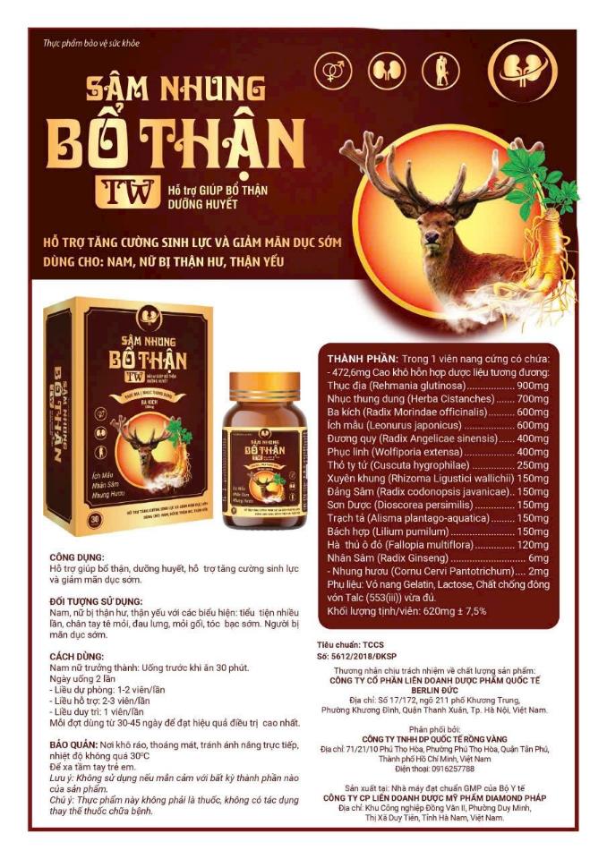 Sâm Nhung Bổ Thận TW, lọ 30 v Hộp cứng-duoc-ban-tai-Usht pharma