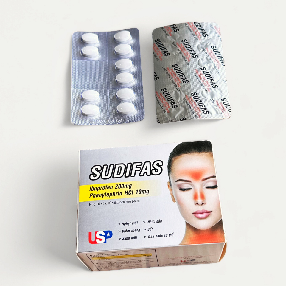 SUDIFAST (ibuprofen + ephedrin 10mg) Hộp 10 vỉ-duoc-ban-tai-Usht pharma