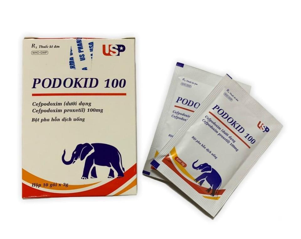 Podokid 100, Cefpodoxim, hộp 10 gói. Hàng độc quyền phân phối-duoc-ban-tai-Usht pharma