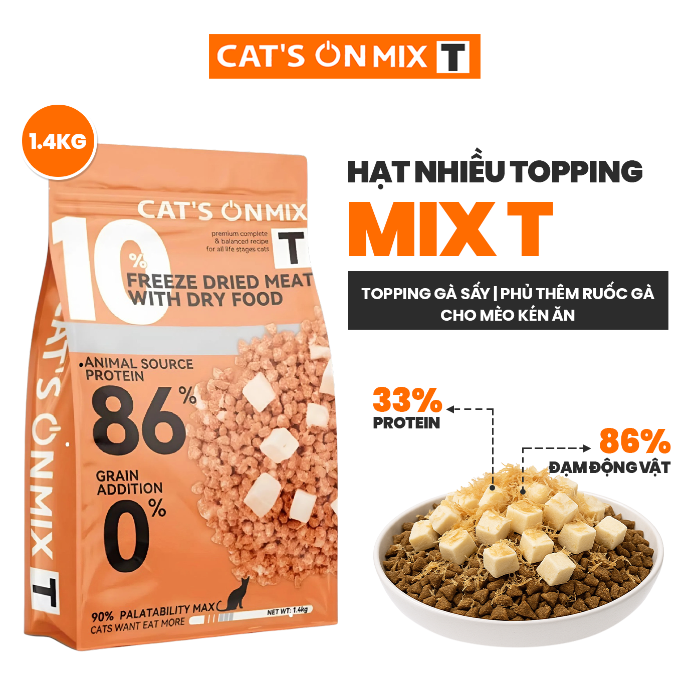SKU 1 : HẠT Cat’s On Mix T - Hạt dinh dưỡng cho mèo phủ ruốc có thêm topping gà sấy-duoc-ban-tai-CLOUDY PET SHOP