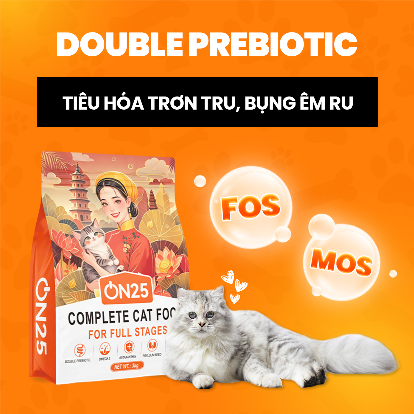 SKU 1 : HẠT ON25 3KG Cat – Hạt khô dinh dưỡng toàn diện cho mèo-duoc-ban-tai-CLOUDY PET SHOP