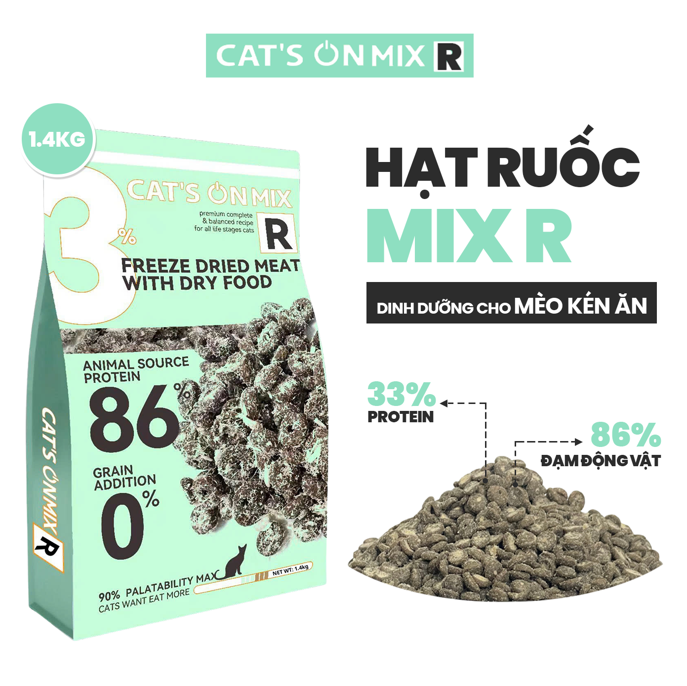 SKU 1 : HẠT Cat’s On Mix R - Hạt Dinh Dưỡng Cho Mèo Phủ Ruốc Gà -duoc-ban-tai-CLOUDY PET SHOP