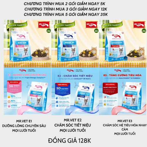 Hạt Cho Mèo Mr Vet DÒNG E SERIES 1KG-duoc-ban-tai-CLOUDY PET SHOP