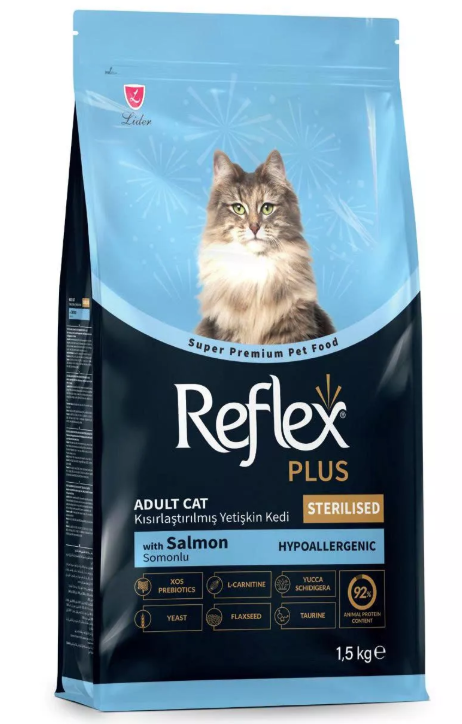 SKU 5.9.2 : Reflex Plus TRIỆT SẢN Sterilised Adult Cat Food vị Cá hồi - Túi 1.5kg-duoc-ban-tai-CLOUDY PET SHOP
