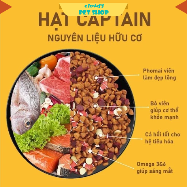 Hạt captain 2kg5 vị thịt bò-phô mai- cá hồi cho chó mọi lứa tuổi-duoc-ban-tai-CLOUDY PET SHOP