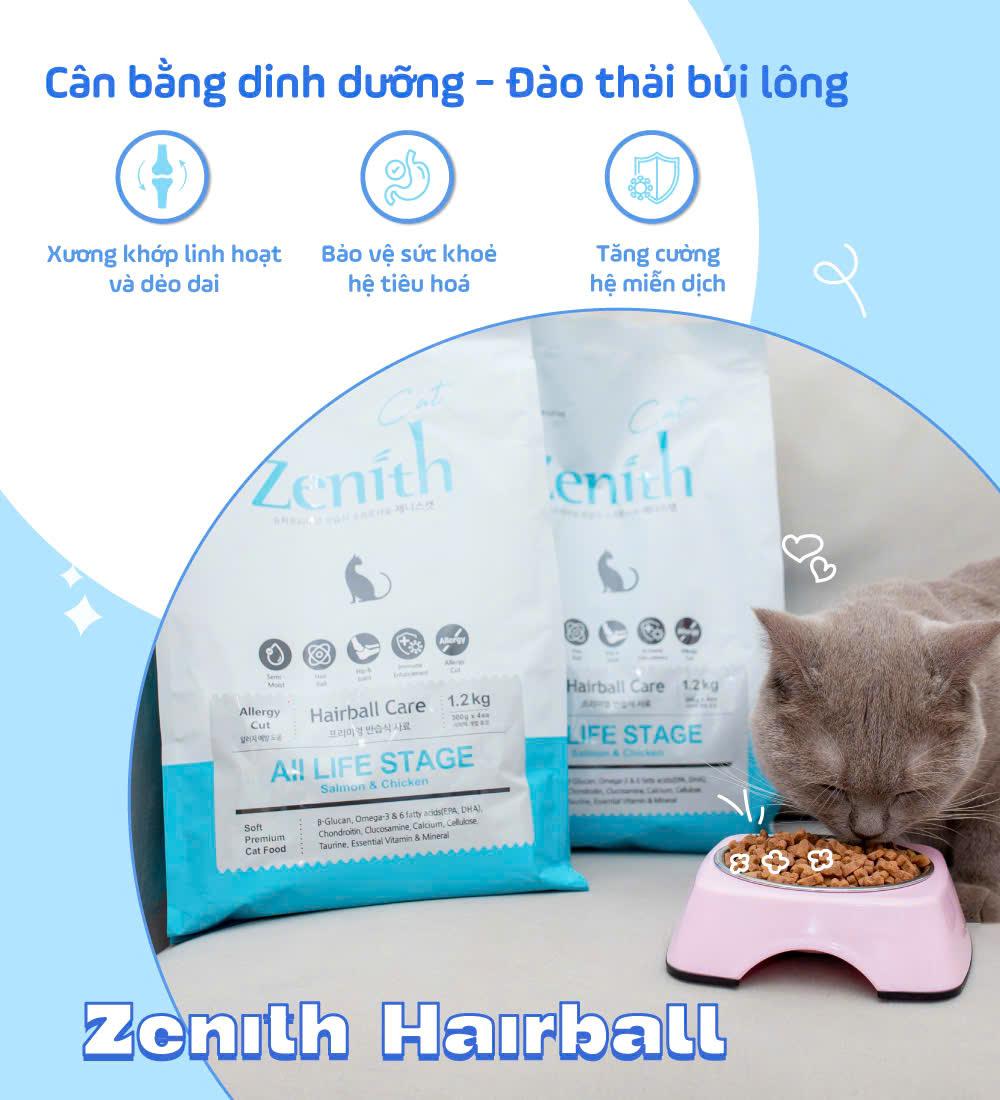 SKU1 : Hạt Mềm Cho Mèo Zenith Hairball Tiêu Búi Lông 1.2KG-duoc-ban-tai-CLOUDY PET SHOP
