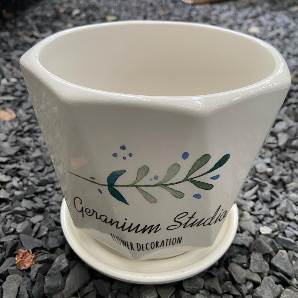 Chậu sứ kèm dĩa 14x13cm-duoc-ban-tai-Nam Kim Garden