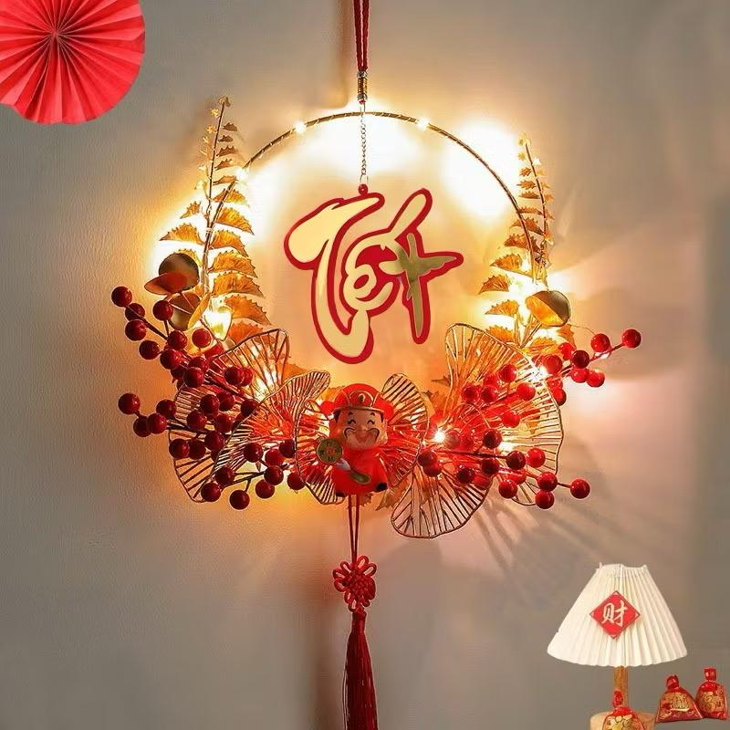 Vòng tròn hoa treo tết có đèn-duoc-ban-tai-UYÊN NHƯ XIN CHÀO
