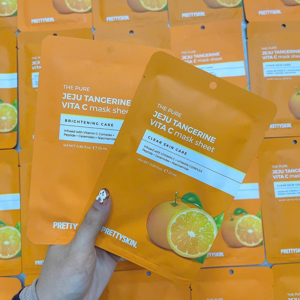 Mặt Nạ Vita C Prettyskin Jeju Tangerine -duoc-ban-tai-Hoàng Lan - Mỹ Phẩm Chính Hãng