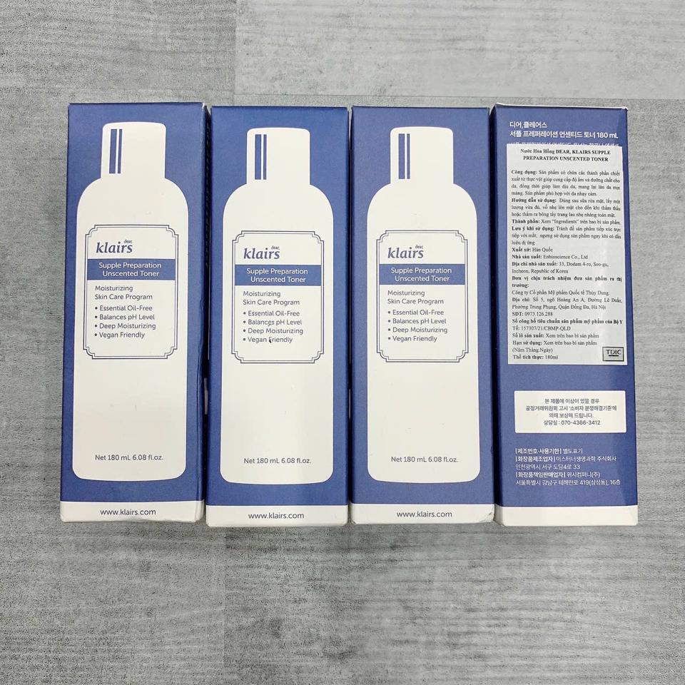 Nước Hoa Hồng Klairs Supple Preparation Unscented Toner 180ml-duoc-ban-tai-Hoàng Lan - Mỹ Phẩm Chính Hãng