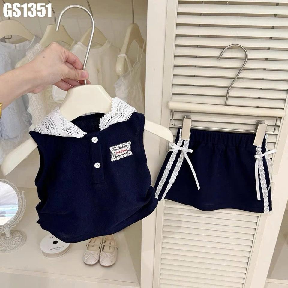 GS1351 - Set Áo Sát Nách Nón Ren Kèm Váy Nơ-duoc-ban-tai-Nhập Khẩu Chính Hãng