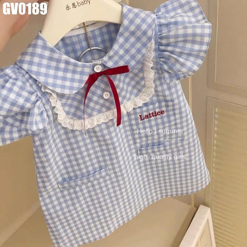 GV0189 - Váy Caro Chữ A Đính Nơ Cho Bé Gái-duoc-ban-tai-Nhập Khẩu Chính Hãng