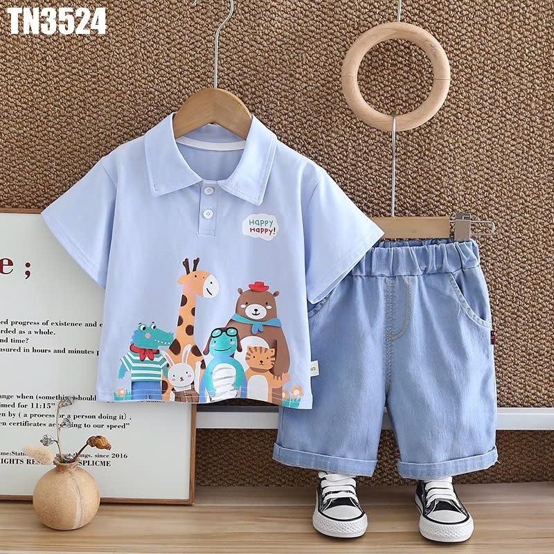 TN3524 - Set Áo Polo Động Vật Kèm Quần -duoc-ban-tai-Nhập Khẩu Chính Hãng