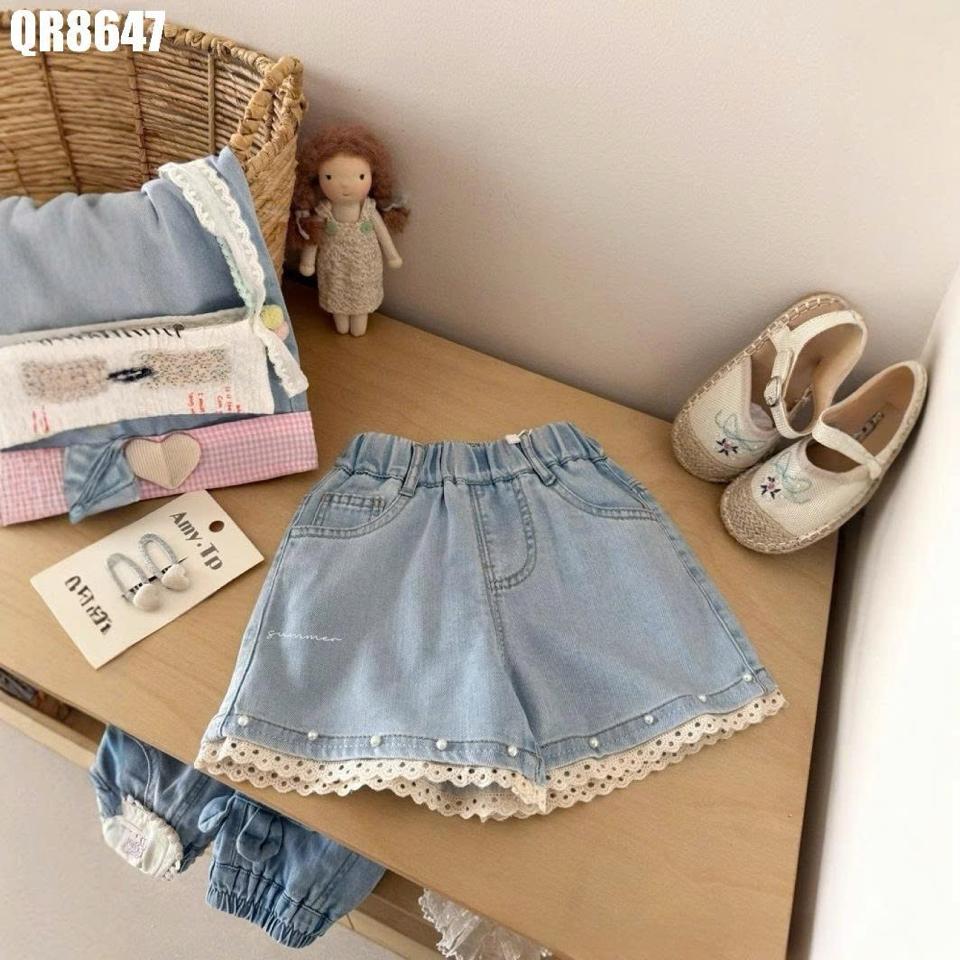 QR8647 - Quần Viền Ren Denim Cho Bé Gái-duoc-ban-tai-Nhập Khẩu Chính Hãng