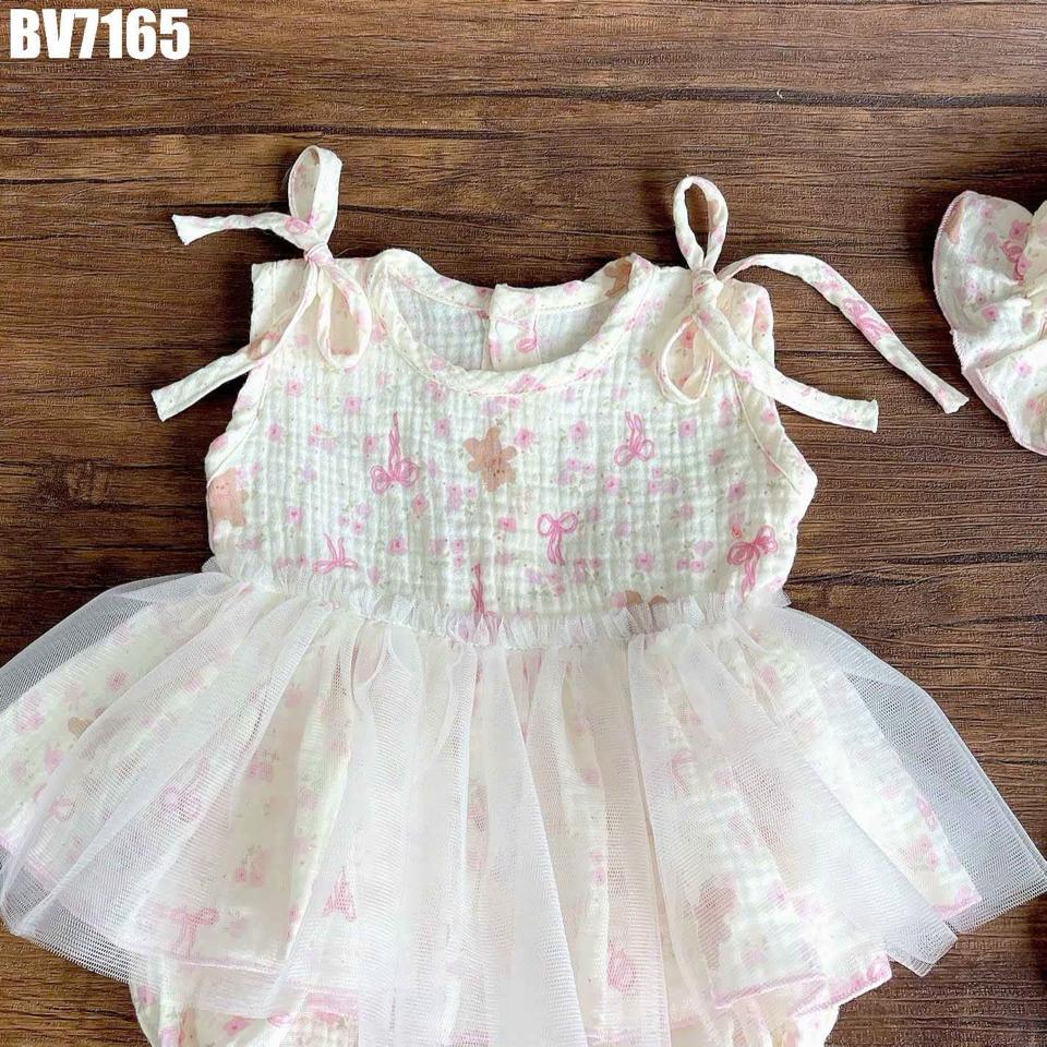 BV7165 - Set Body Váy Hoa Nhí Phối Voan Bé Gái 3-11kg-duoc-ban-tai-Nhập Khẩu Chính Hãng