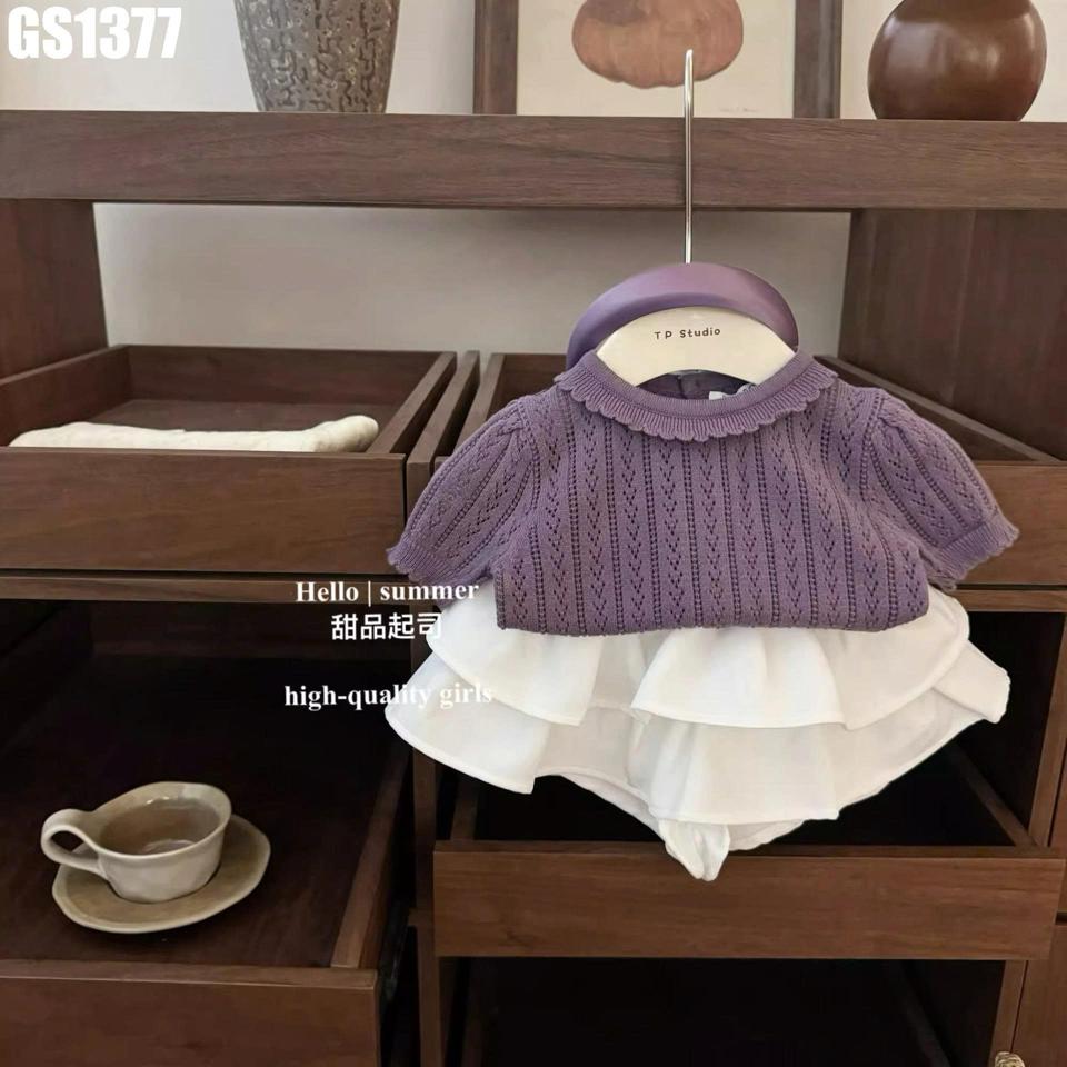 GS1377 - Set Áo Len Cổ Tròn Váy Xếp Ly -duoc-ban-tai-Nhập Khẩu Chính Hãng