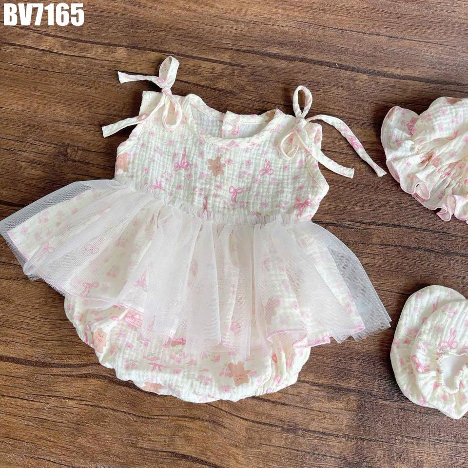 BV7165 - Set Body Váy Hoa Nhí Phối Voan Bé Gái 3-11kg-duoc-ban-tai-Nhập Khẩu Chính Hãng