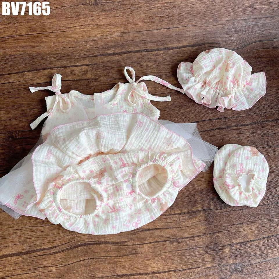 BV7165 - Set Body Váy Hoa Nhí Phối Voan Bé Gái 3-11kg-duoc-ban-tai-Nhập Khẩu Chính Hãng