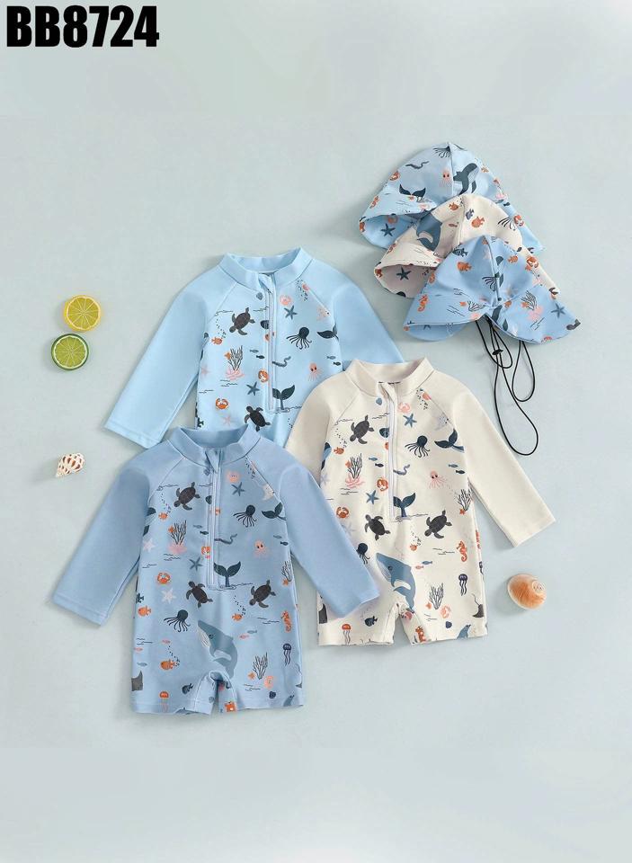 BB8724 - Đồ Bơi Tay Dài Đại Dương Kèm Nón-duoc-ban-tai-Nhập Khẩu Chính Hãng