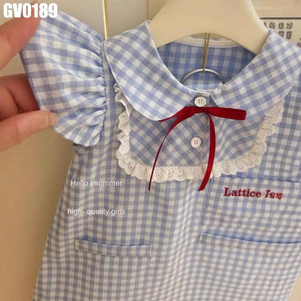 GV0189 - Váy Caro Chữ A Đính Nơ Cho Bé Gái-duoc-ban-tai-Nhập Khẩu Chính Hãng