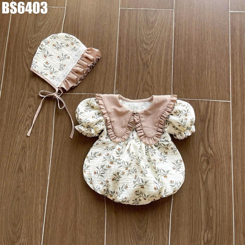 BS6403 - Set body hoa lá kèm nón - be-duoc-ban-tai-Nhập Khẩu Chính Hãng