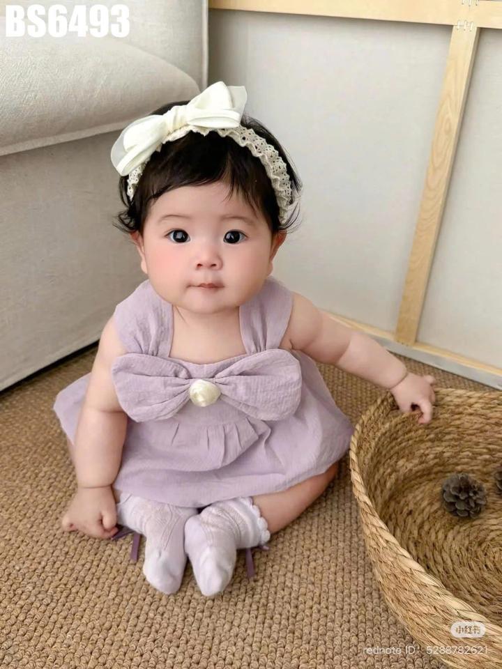 BS6493 - Body 2 Dây Nơ To Hoa Màu Tím Cho Bé Gái-duoc-ban-tai-Nhập Khẩu Chính Hãng