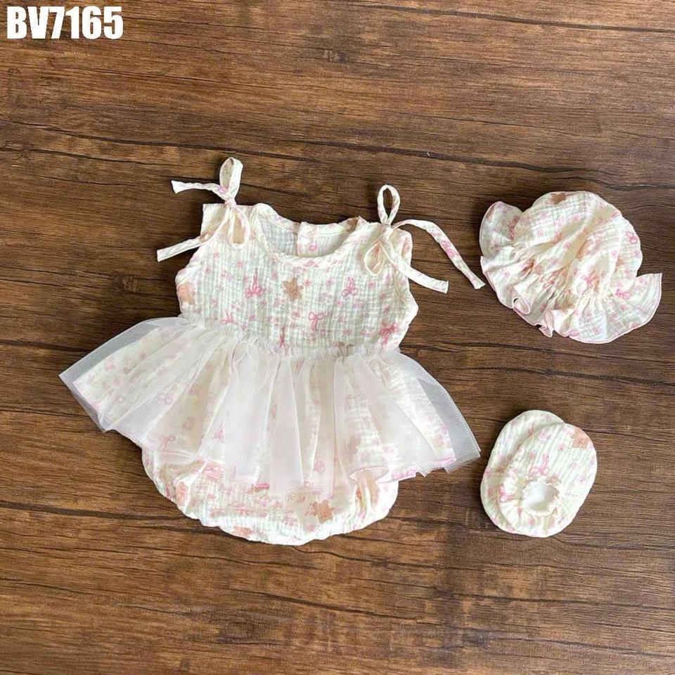 BV7165 - Set Body Váy Hoa Nhí Phối Voan Bé Gái 3-11kg-duoc-ban-tai-Nhập Khẩu Chính Hãng
