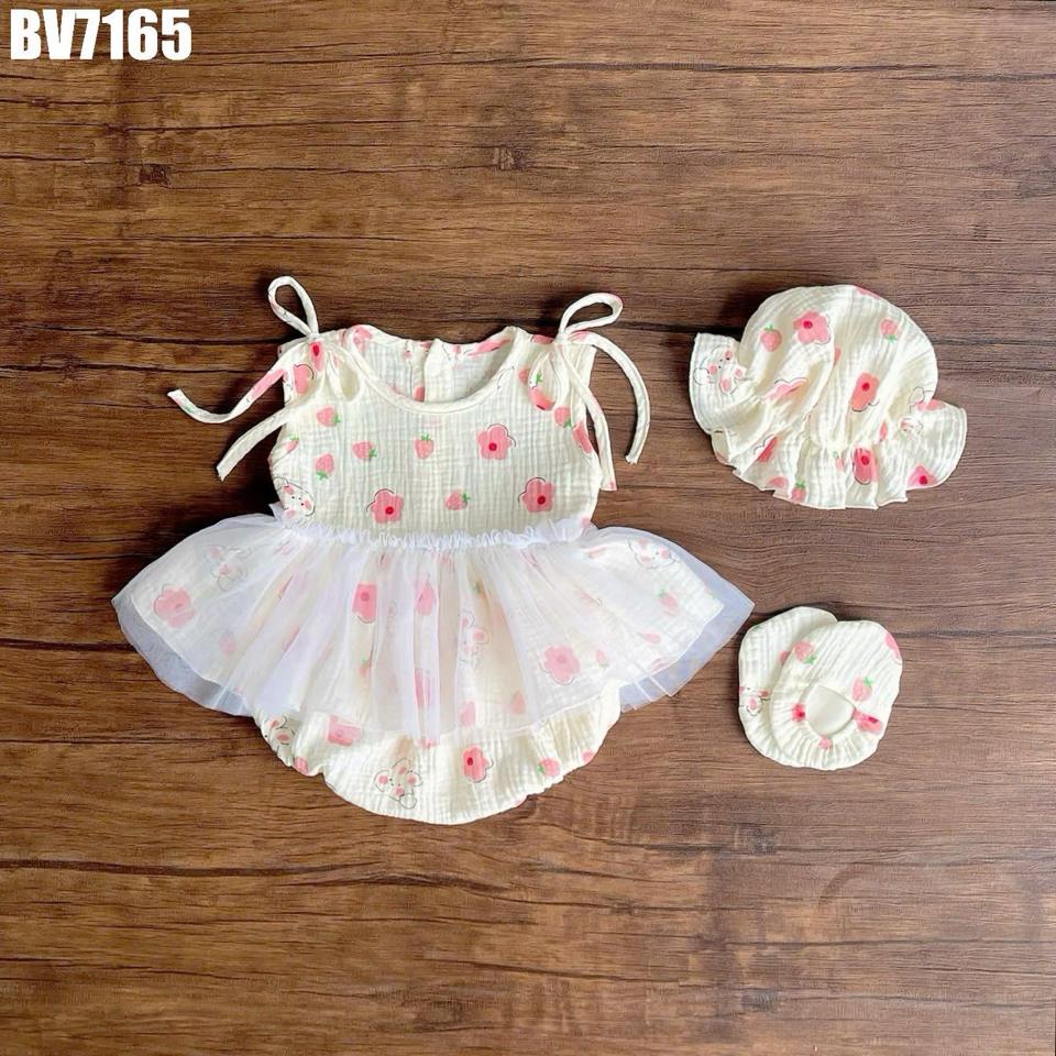 BV7165 - Set Body Váy Hoa Nhí Phối Voan Bé Gái 3-11kg-duoc-ban-tai-Nhập Khẩu Chính Hãng