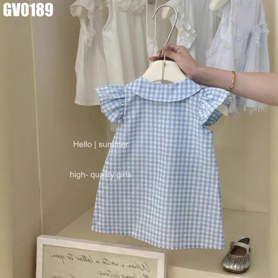 GV0189 - Váy Caro Chữ A Đính Nơ Cho Bé Gái-duoc-ban-tai-Nhập Khẩu Chính Hãng