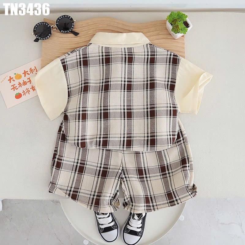 TN3436 - Set Áo Quần Sọc Caro Cà Vạt-duoc-ban-tai-Nhập Khẩu Chính Hãng