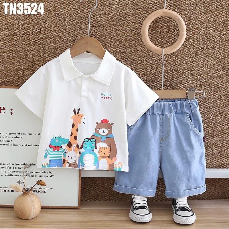 TN3524 - Set Áo Polo Động Vật Kèm Quần -duoc-ban-tai-Nhập Khẩu Chính Hãng