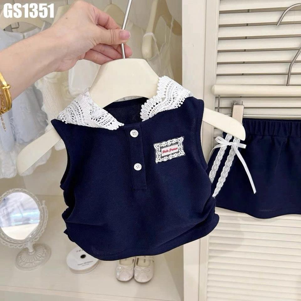 GS1351 - Set Áo Sát Nách Nón Ren Kèm Váy Nơ-duoc-ban-tai-Nhập Khẩu Chính Hãng