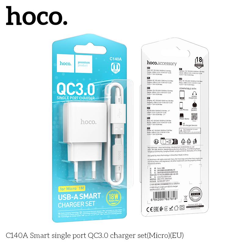 C140 micro bộ sạc nhanh 18w báo đèn-duoc-ban-tai-Tùng Phụ Kiện Hoco